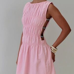 Evony Shirred Mini Dress Pink